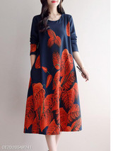 Round Neck Printed Maxi Dress