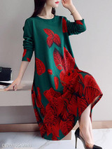 Round Neck Printed Maxi Dress