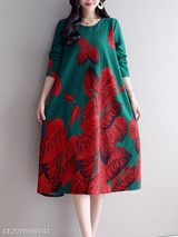 Round Neck Printed Maxi Dress