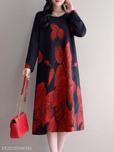 Round Neck Printed Maxi Dress