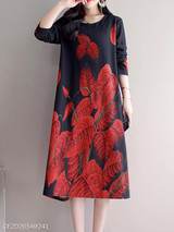 Round Neck Printed Maxi Dress