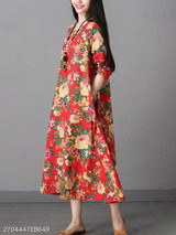 Round Neck Printed Maxi Dress