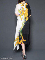 Round Neck Printed Maxi Dress