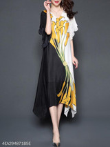 Round Neck Printed Maxi Dress