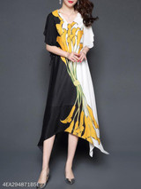 Round Neck Printed Maxi Dress