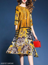 Round Neck Printed Maxi Dress