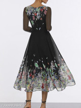 Round Neck Printed Maxi Dress