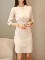Round Neck Plain Bodycon Dress