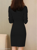 Round Neck Plain Bodycon Dress