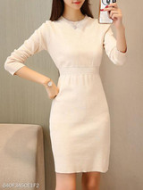Round Neck Plain Bodycon Dress