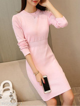 Round Neck Plain Bodycon Dress
