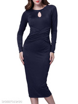Round Neck Plain Bodycon Dress