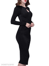 Round Neck Plain Bodycon Dress