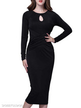Round Neck Plain Bodycon Dress
