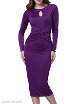 Round Neck Plain Bodycon Dress