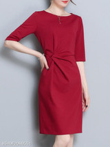 Round Neck Plain Bodycon Dress