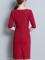 Round Neck Plain Bodycon Dress