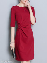Round Neck Plain Bodycon Dress