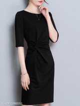 Round Neck Plain Bodycon Dress