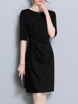 Round Neck Plain Bodycon Dress
