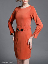 Round Neck Plain Bodycon Dress