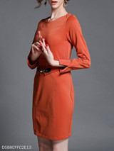 Round Neck Plain Bodycon Dress