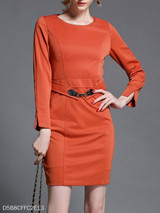 Round Neck Plain Bodycon Dress