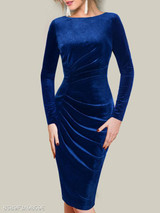 Round Neck Plain Bodycon Dress