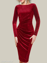 Round Neck Plain Bodycon Dress