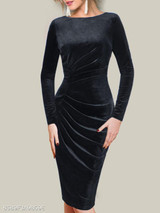 Round Neck Plain Bodycon Dress