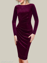 Round Neck Plain Bodycon Dress