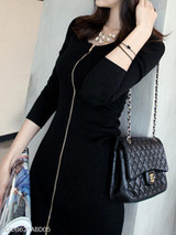 Round Neck Plain Bodycon Dress