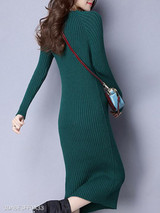 Round Neck Plain Bodycon Dress