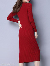 Round Neck Plain Bodycon Dress