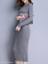 Round Neck Plain Bodycon Dress