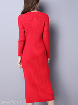 Round Neck Plain Bodycon Dress