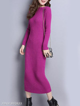 Round Neck Plain Bodycon Dress