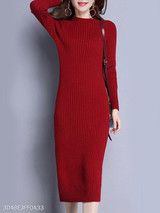 Round Neck Plain Bodycon Dress