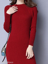 Round Neck Plain Bodycon Dress