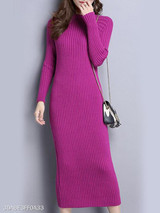 Round Neck Plain Bodycon Dress