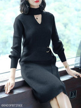 Round Neck Plain Bodycon Dress