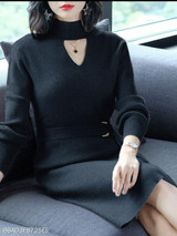 Round Neck Plain Bodycon Dress