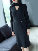 Round Neck Plain Bodycon Dress