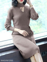 Round Neck Plain Bodycon Dress