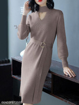 Round Neck Plain Bodycon Dress