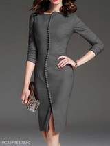 Round Neck Plain Bodycon Dress
