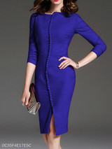 Round Neck Plain Bodycon Dress