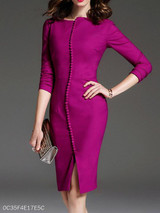 Round Neck Plain Bodycon Dress