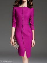 Round Neck Plain Bodycon Dress