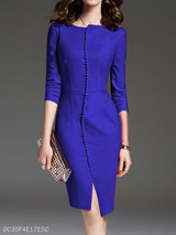 Round Neck Plain Bodycon Dress